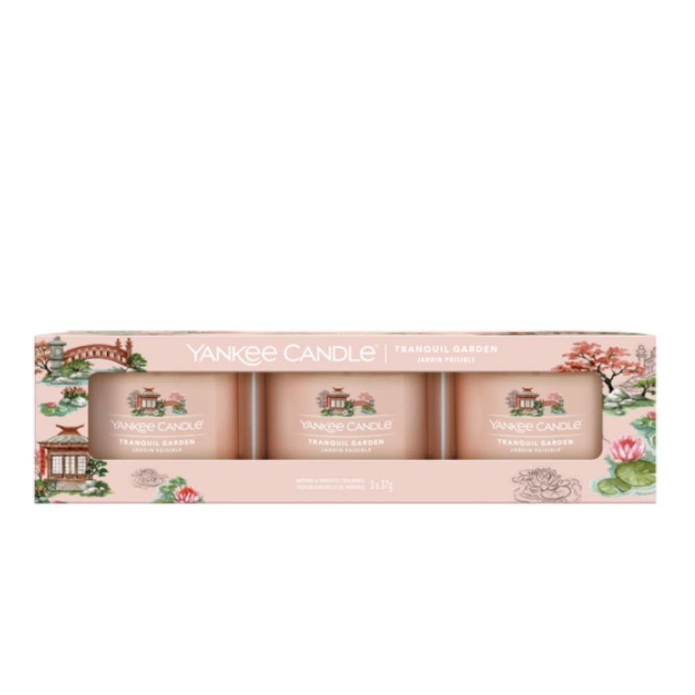 Yankee Candle Tranquil Garden 3 Filled Votive Candle Gift Set £6.99